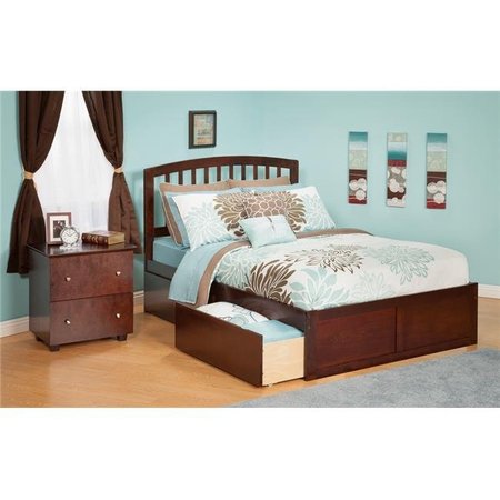 ATLANTIC FURNITURE Atlantic Furniture AR8822114 Richmond Twin Bed with Flat Panel Footboard and Urban Bed Drawers in an Antique Walnut Finish AR8822114